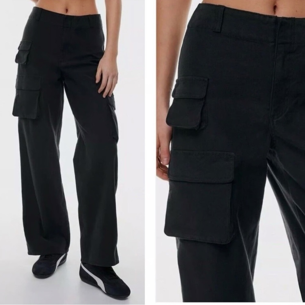Aritzia Wilfred‎ Free Sz 4 Cargo Pants Women’s  Black Noir Wide Leg High Rise